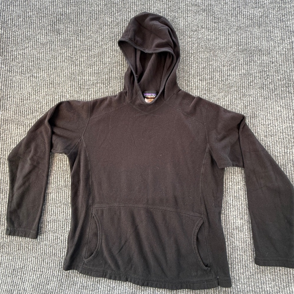 Patagonia Synchilla Fleece Hoodie Black Pullover Womens XL Made in USA